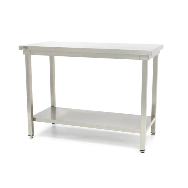 Τραπέζι Ανοξείδωτου Χάλυβα - 180 x 60cm - Ρυθμιζόμενο Ύψος - με Ράφι Αποθήκευσης