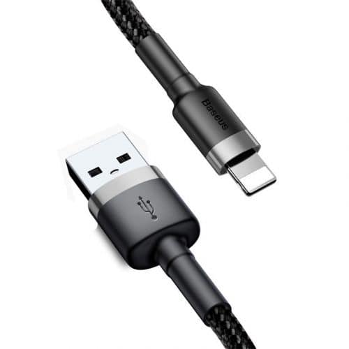 Baseus Καλώδιο Lightning Cafule 2.4A 1m Γκρι + Μαύρο (CALKLF-BG1)