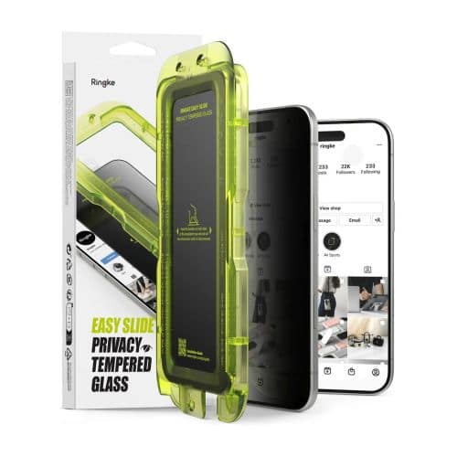 Θήκη προστασίας οθόνης Ringke iPhone Air Premium Easy Slide Privacy Tempered Glass 9H με jig εγκατάστασης (2 τεμ) Διαφανής