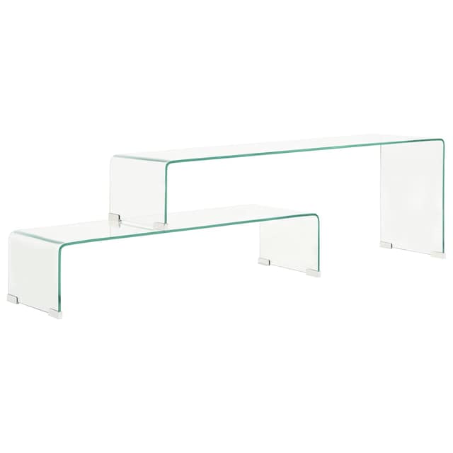 VidaXL Τραπεζάκι Σαλονιού Σετ 2 τεμ 90x30x20/110x30x40 εκ Ψημένο Γυαλί