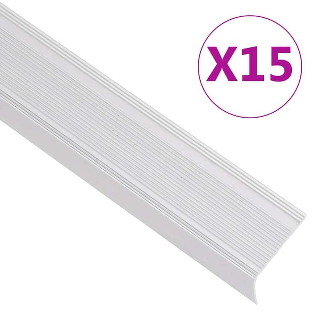VidaXL Προφίλ για Σκαλοπάτια Σχήμα Γ 15 τεμ. Ασημί 100 εκ. Αλουμινίου