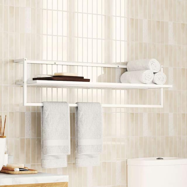 VidaXL Βάση για Πετσέτες Επιτοίχια Λευκή 95 x 25 x 22 εκ. Σιδερένια
