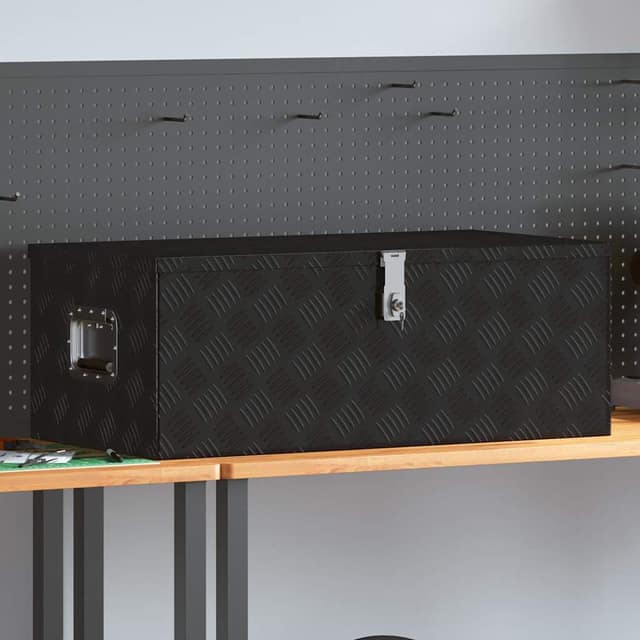 VidaXL Κουτί Αποθήκευσης Μαύρο 90x47x33,5 εκ. από Αλουμίνιο