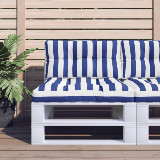 VidaXL Μαξιλάρι Παλέτας Μπλε & Λευκό Ριγέ 80 x 40 x 12 εκ. Υφασμάτινο