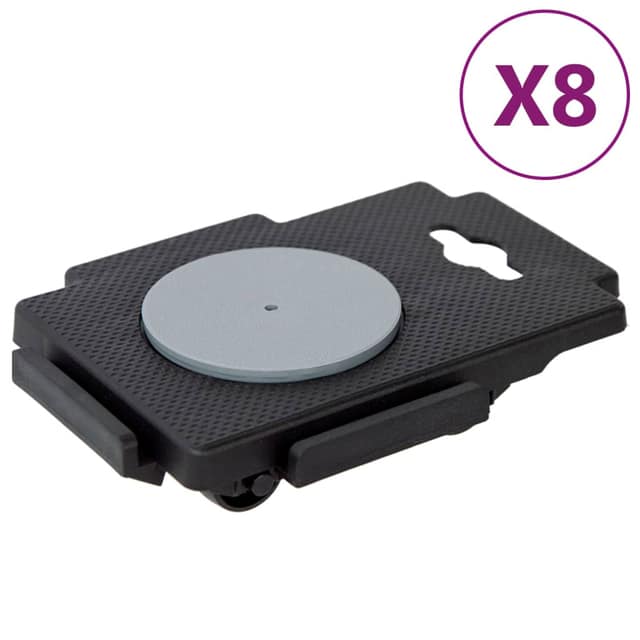 VidaXL Τροχήλατα Μεταφορικά με 8 Τροχούς, 8 τεμάχια, Μαύρο Πολυπροπυλένιο 150 κιλά