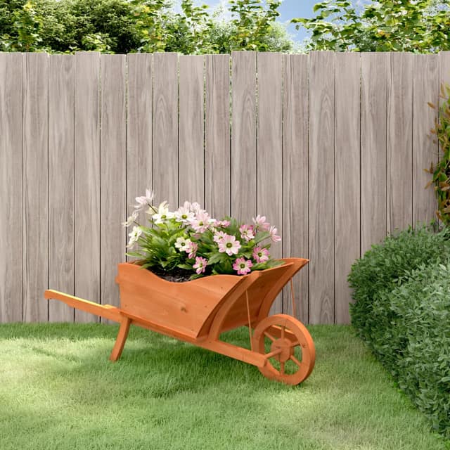VidaXL Ζαρντινιέρα Καρότσι 128 x 45,5 x 43 εκ. από Μασίφ ξύλο Ελάτης