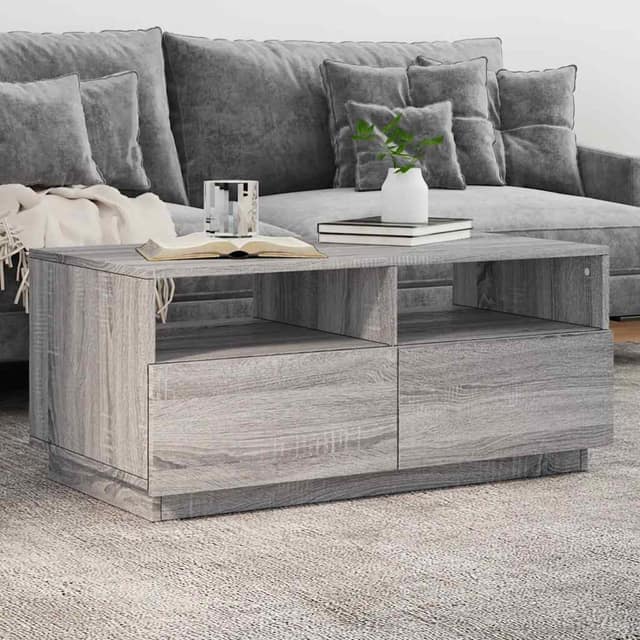 VidaXL Τραπεζάκι Σαλονιού με Φώτα LED Γκρι Sonoma 90x49x40 εκ.