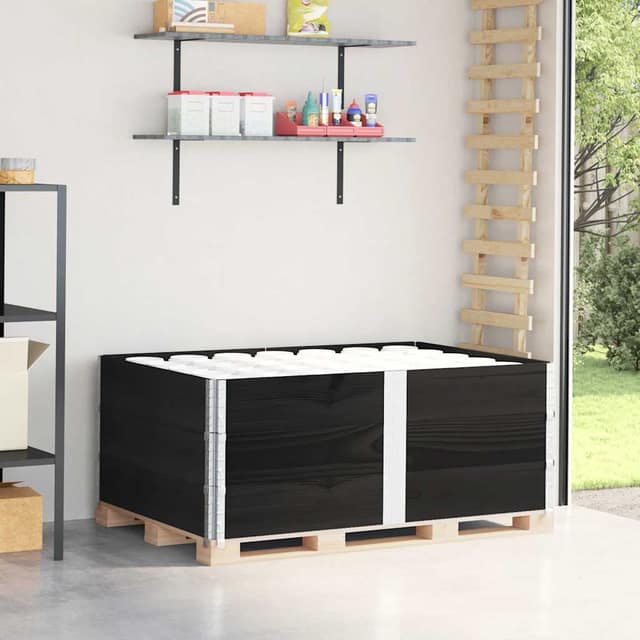 VidaXL Κολάρα Παλέτας 3 τεμ. Μαύρο 150x100 εκ. από Μασίφ Ξύλο Πεύκου