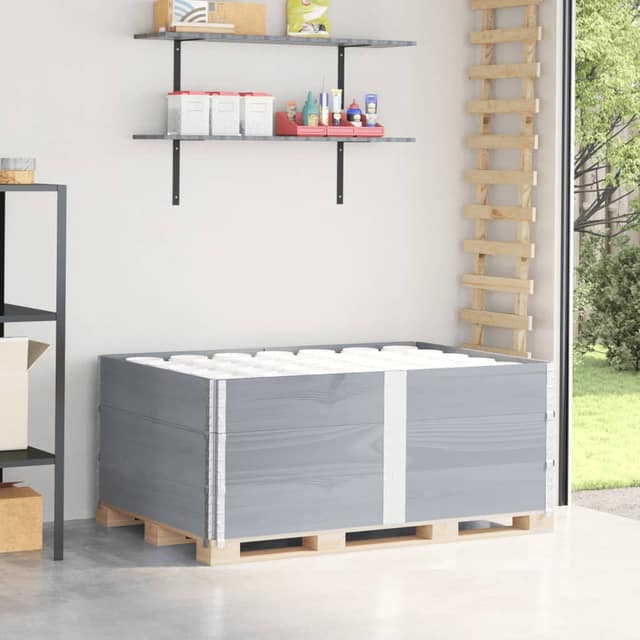 VidaXL Κολάρα Παλέτας 3 τεμ. Γκρι 150x100 εκ. από Μασίφ Ξύλο Πεύκου