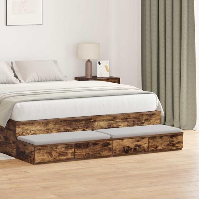 VidaXL Συρτάρια κρεβατιού Καπνιστό Δρύς 140 x 36,5 x 16,5 εκ