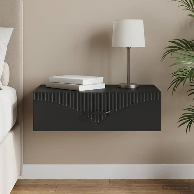 VidaXL Τραπεζάκι Τοίχου 59 x 34,5 x 17 εκ. Επεξεργασμένο Ξύλο Μαύρο