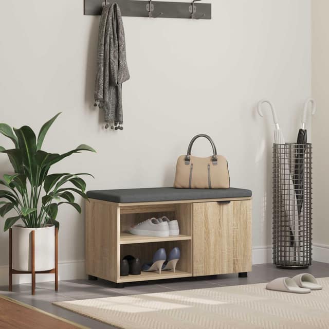 VidaXL Παγκάκι Χαλωρίου με μαξιλάρι Δρύς Sonoma 80 x 38 x 46 εκ