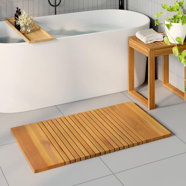 VidaXL Πατάκι μπάνιου Φυσικό 100 x 55 cm Στερεό Ξύλο Ακακίας