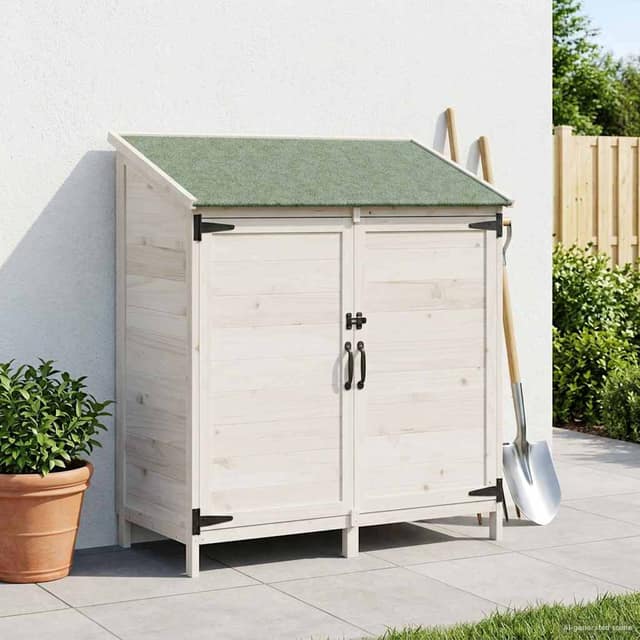 VidaXL Αποθήκη Κήπου Λευκό 106 x 56 x 113,5 cm Στερεό Ξύλο Πεύκου