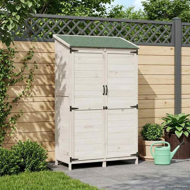 VidaXL Αποθήκη Κήπου Λευκό 106 x 56 x 176,5 cm Στερεό Ξύλο Πεύκου
