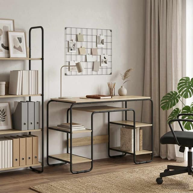 VidaXL Γραφείο με αποθηκευτικό χώρο Sonoma Δρυς 113,5 x 52 x 75,5 cm