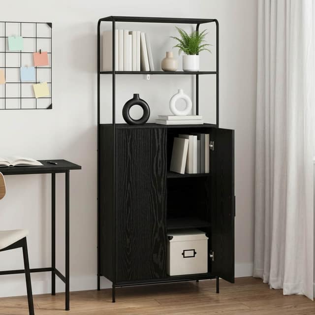 VidaXL Highboard Μαύρη Δρυς 40 x 33 x 161 εκ Επεξεργασμένο Ξύλο