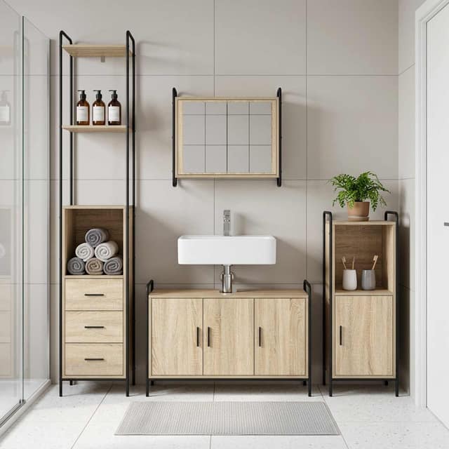 VidaXL Σετ Ντουλαπιών Μπάνιου 4 τμχ. Sonoma Δρυς 40 x 36 x 200,5 εκ