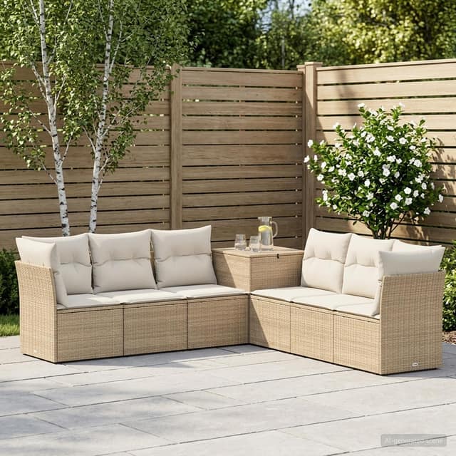 VidaXL Σετ Καναπέ 7 τμχ. Μπεζ και Κρέμ 234 x 234 x 85 εκ