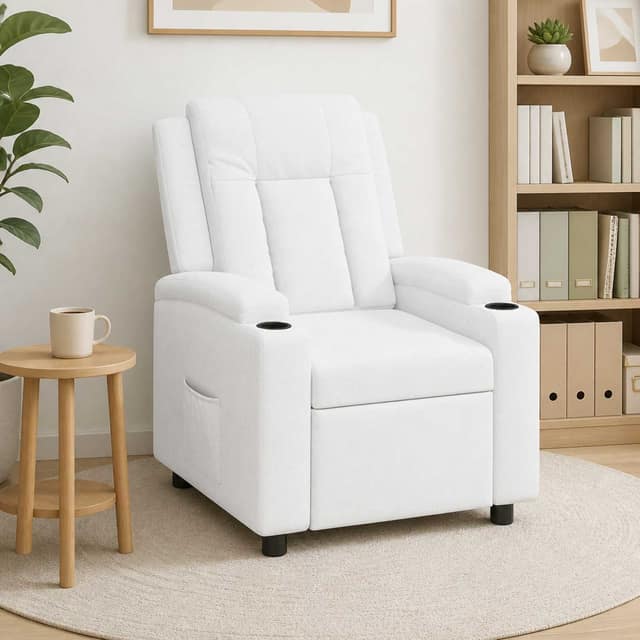 VidaXL Ανακλινόμενη πολυθρόνα Λευκό 75 x 95 x 100 cm Ύφασμα