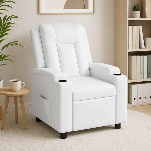 VidaXL Ανακλινόμενη πολυθρόνα Λευκό 75 x 95 x 100 cm Ύφασμα