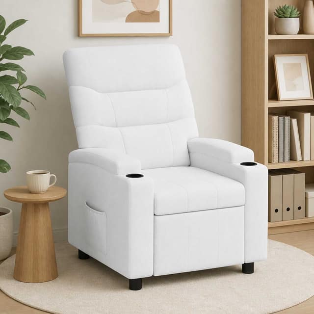 VidaXL Ανακλινόμενη πολυθρόνα Λευκό 75 x 95 x 103 cm Ύφασμα