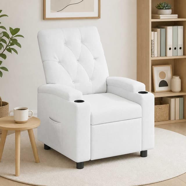 VidaXL Ανακλινόμενη πολυθρόνα Λευκό 75 x 95 x 101 cm Ύφασμα