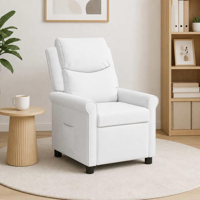 VidaXL Ανακλινόμενη πολυθρόνα Λευκό 69 x 93 x 102 cm Ύφασμα
