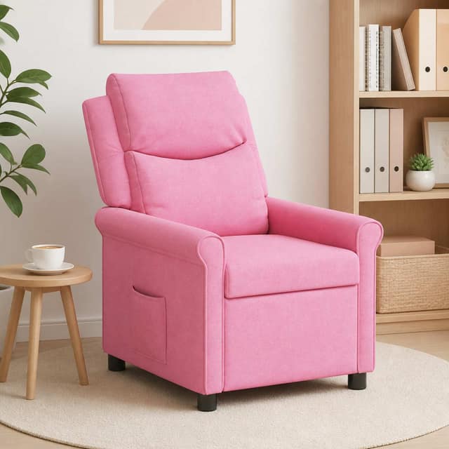 VidaXL Ανακλινόμενη πολυθρόνα Ροζ 69 x 93 x 102 cm Ύφασμα