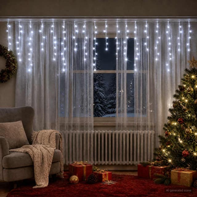 VidaXL Φωτάκια κουρτίνα 210 LED Ψυχρό λευκό 500 x 72 cm