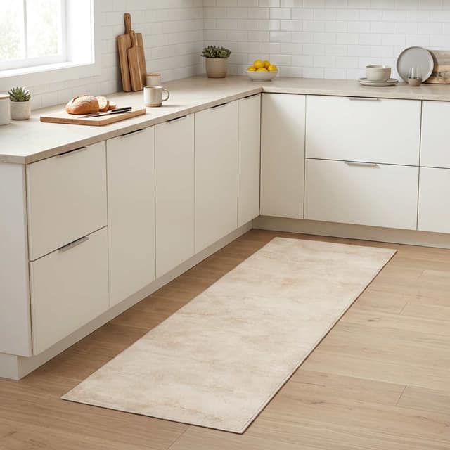 VidaXL Χαλί Κουζίνας κρεμ σκυρόδεμα 180 x 60 cm 100% Πολυαμίδιο