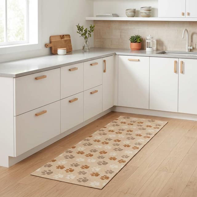 VidaXL Χαλί Κουζίνας μπεζ πατούσες 180 x 60 cm 100% Πολυαμίδιο