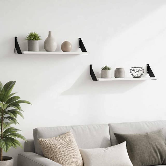 VidaXL Ράφια Τοίχου 2 τμχ. Λευκό 70 x 20 x 17 cm