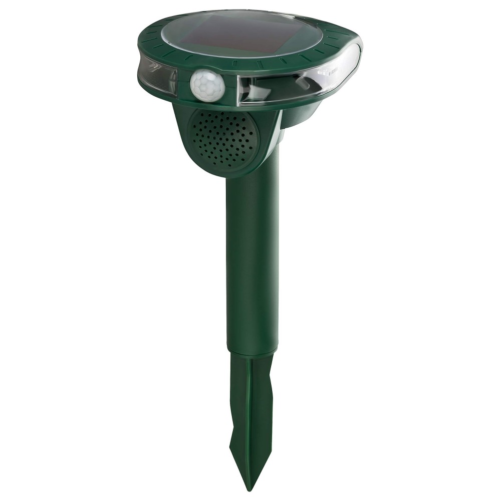 GRUNDIG Ultrasonic Solar Animal Repeller 13-60 kHz Cat Deterrent, Marten Deterrent up to 8 m Range, Mice, Raccoons, Foxes Repel, NI-MH Battery, Green