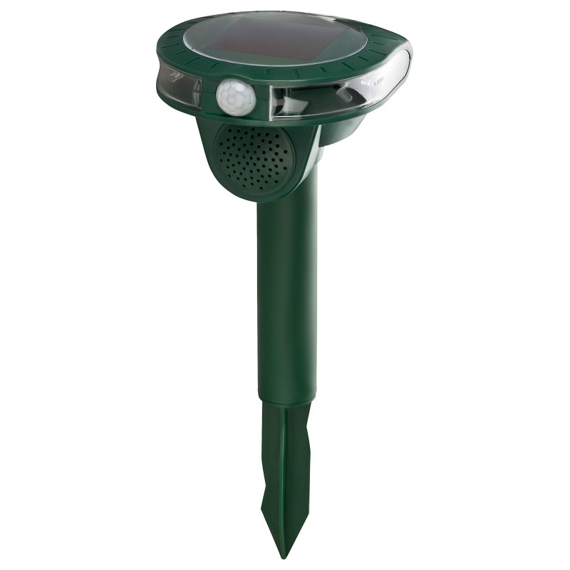 GRUNDIG Ultrasonic Solar Animal Repeller 13-60 kHz Cat Deterrent, Marten Deterrent up to 8 m Range, Mice, Raccoons, Foxes Repel, NI-MH Battery, Green
