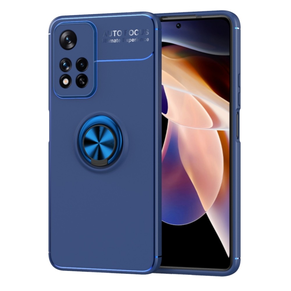 For Xiaomi Redmi Note 11 Pro Metal Ring Holder 360 Degree Rotating TPU Phone Case(Blue)