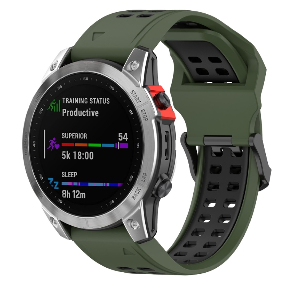 For Garmin Enduro / Coros Vertix 2 26mm Quick Release Double Row Silicone Watch Band(Army Green Black)