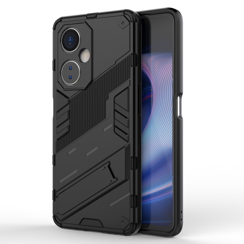 For OnePlus Nord CE 3 Punk Armor 2 in 1 PC + TPU Phone Case with Holder(Black)