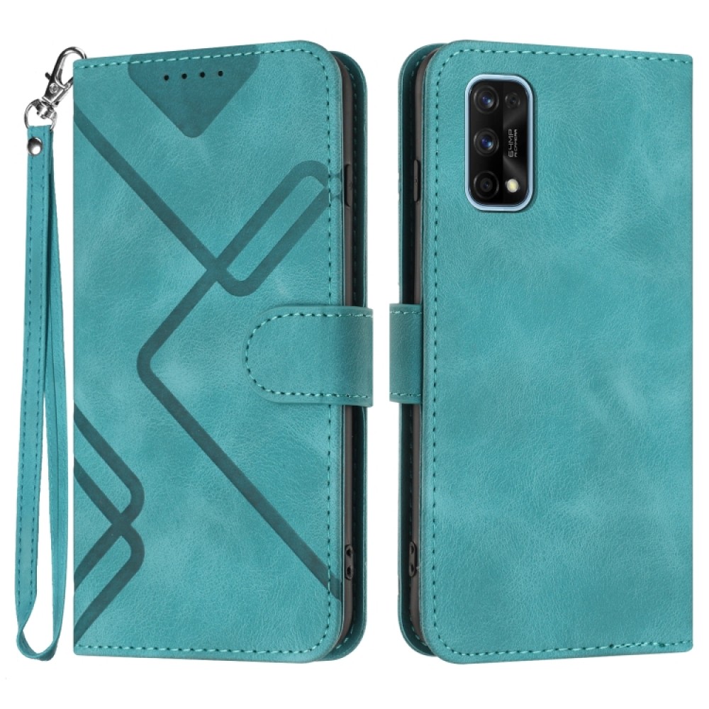 For Realme 7 Pro Line Pattern Skin Feel Leather Phone Case(Light Blue)