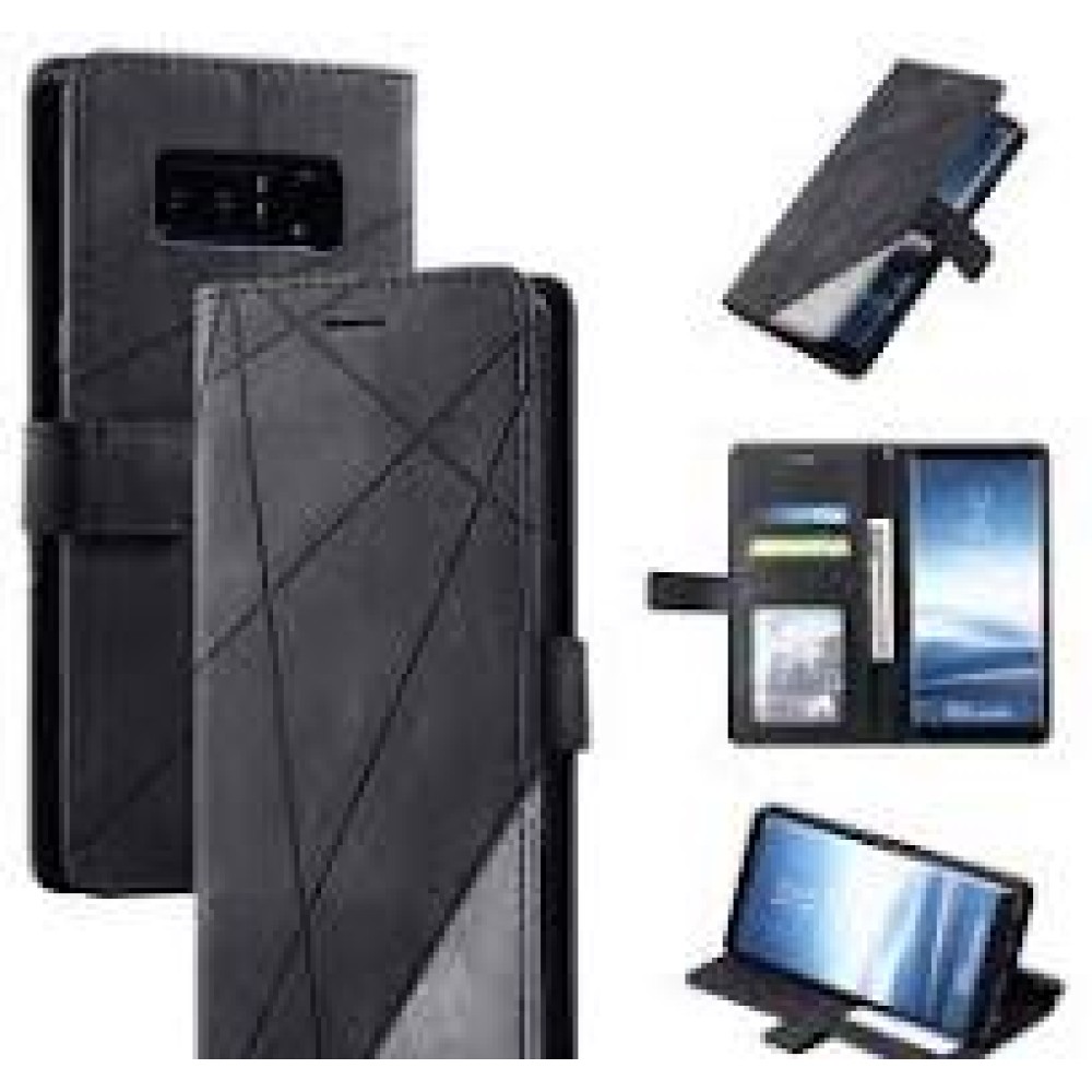 For Samsung Galaxy Note 8 Skin Feel Splicing Horizontal Flip Leather Case with Holder & Card Slots & Wallet & Photo Frame(Black)