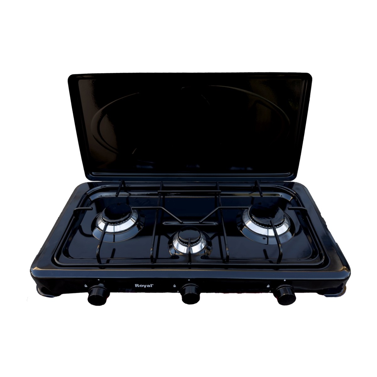 ROYAL OC-38 BLACK Εστία Υγραερίου Με 3 Μάτια