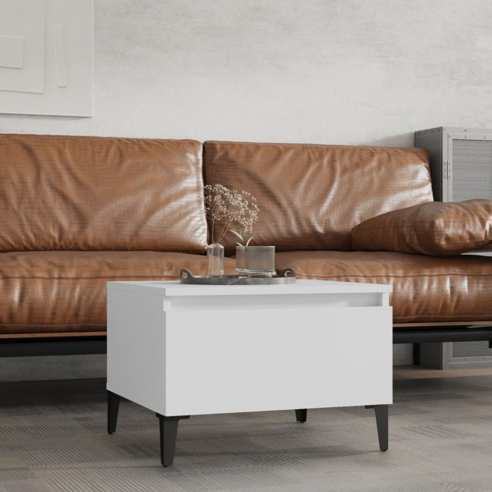 vidaXL Βοηθητικό Τραπέζι Λευκό 50 x 46 x 35 εκ. από Επεξεργασμένο Ξύλο kat