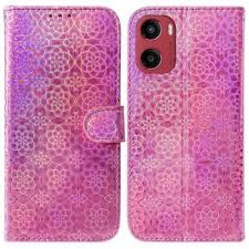 For Motorola Moto G54 Colorful Magnetic Buckle Leather Phone Case(Pink)