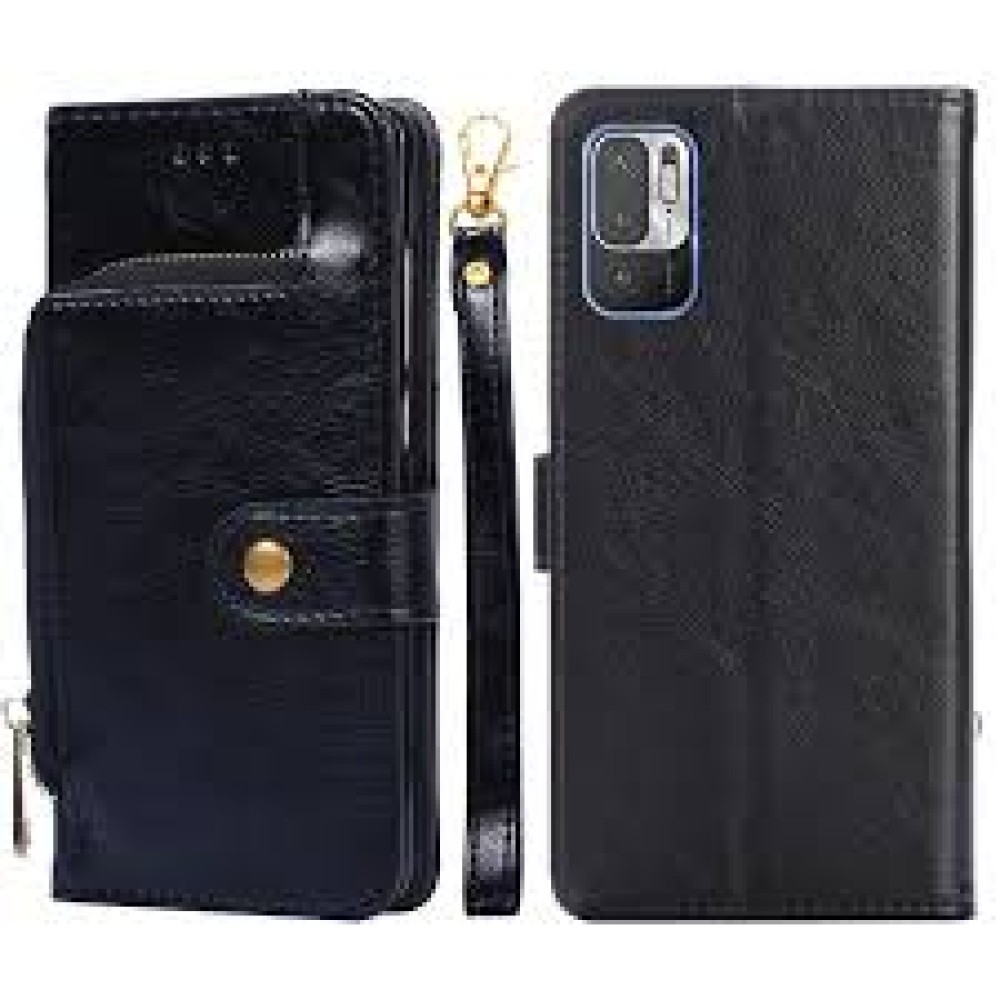 Zipper Bag PU + TPU Horizontal Flip Leather Case with Holder & Card Slot & Wallet & Lanyard For Xiaomi Redmi Note 10 5G(Black)