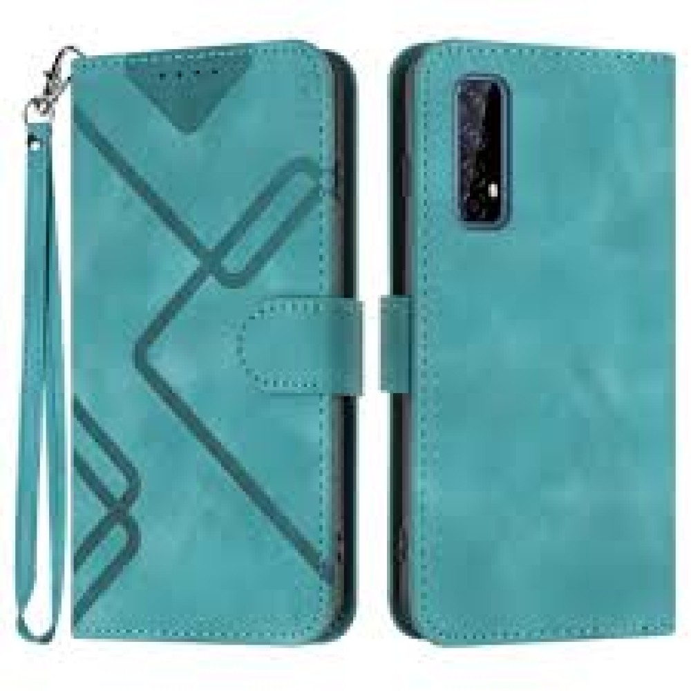 For Realme 7 / Narzo 20 Pro Line Pattern Skin Feel Leather Phone Case(Light Blue)