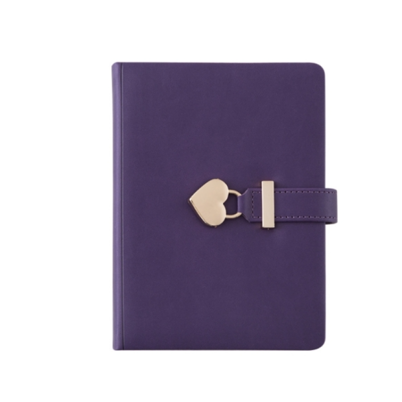 8032 Couple Notebook With Lock Hardcover  Notepad Handbook(Purple)
