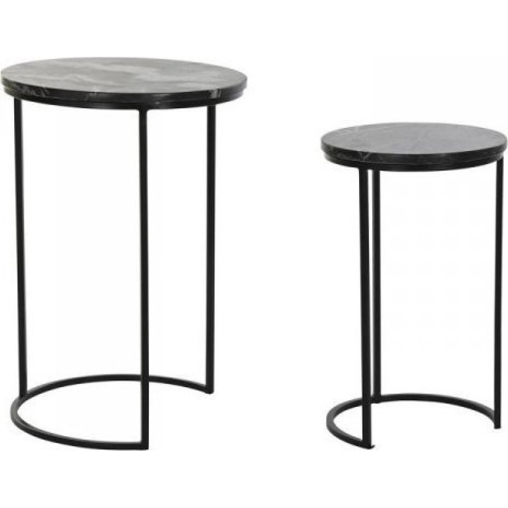 DKD Home Decor – Σετ 2 τραπεζιών σαλονιού DKD Home Decor, μαύρο, μέταλλο και μάρμαρο, μοντέρνο (41 × 41 × 60 cm)