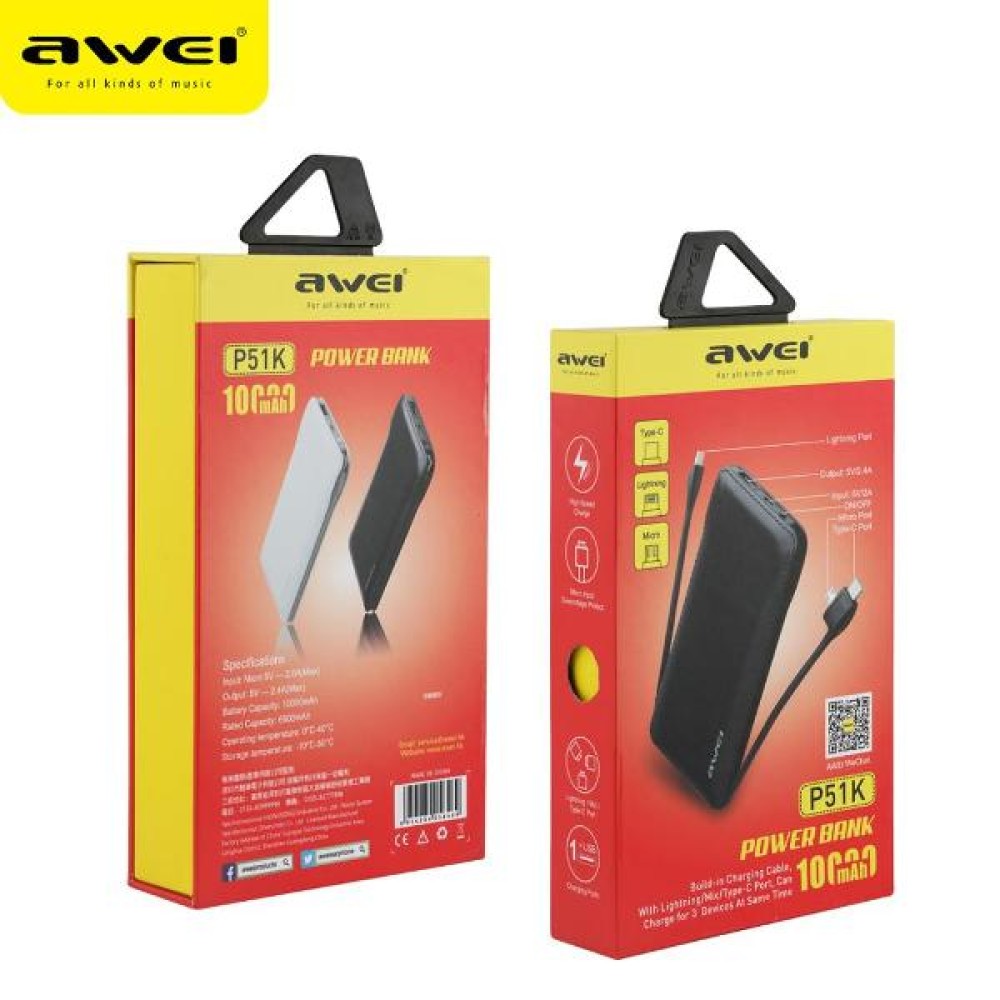 Power Bank Awei P51K 10.000 mAh