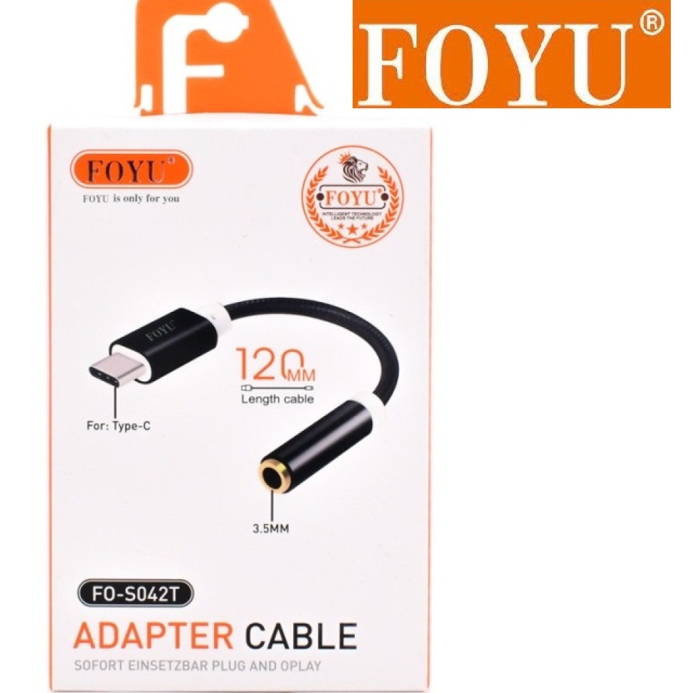 Αντάπτορας  ήχου USB Type-C σε Audio Jack 3.5mm μαύρο FO-S042T FOYU