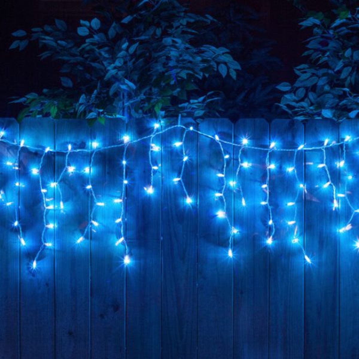 LED διακοσμητικά φώτα κουρτίνα μπλε επεκτεινόμενη 4.5m (κάθετα 0,80cm)  σε διαφανές καλώδιο